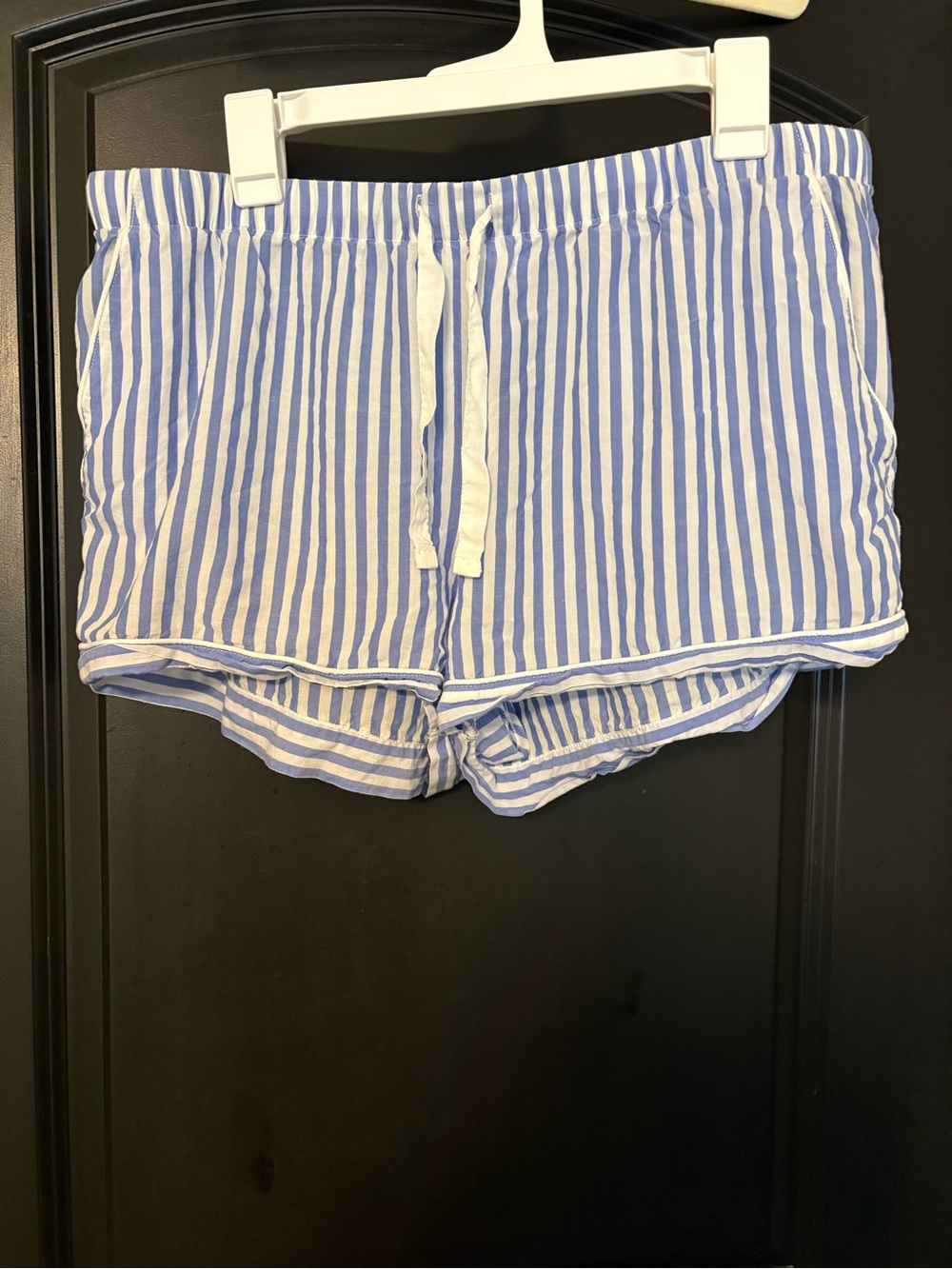 stars above Blue & White Striped Shorts
